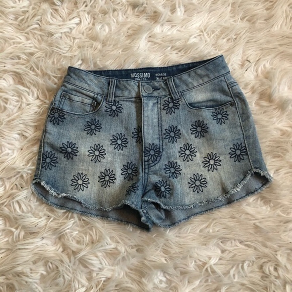 Mossimo flowered blue jean shorts sz 5